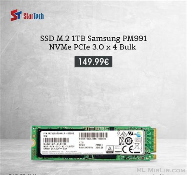 SSD M.2 1TB Samsung PM991 NVMe PCIe 3.0x4Bulk