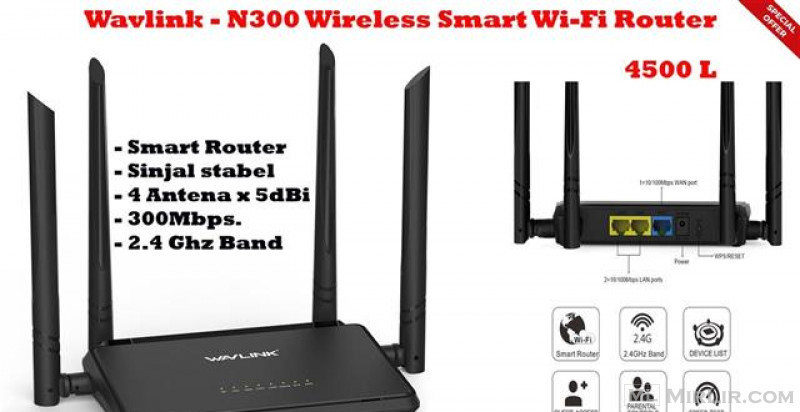 Wavlink N300 Wireless Smart Wi-Fi Router 4 Antena 