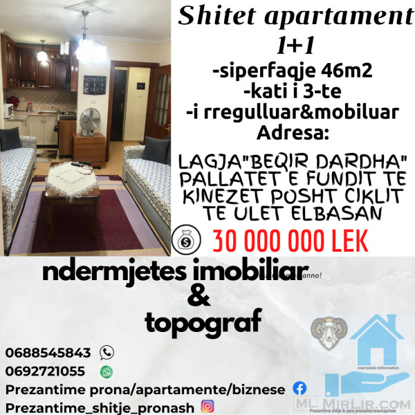 Shitet apartament 1+1