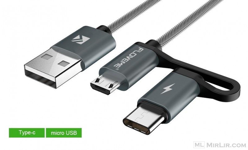 3 in 1 Mirco USB + Type-C + Type-A USB Cable