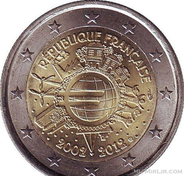 France 2 euro monedhe 2012 \"Ten years of Euro\" UNC