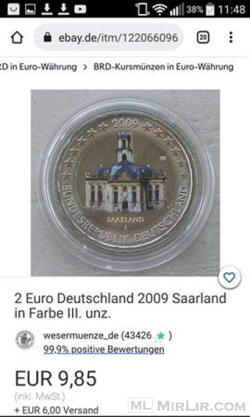 Monedha zyrtare 2 Euro 2009 \"Bundesländer Serie - Saarland\"