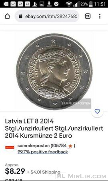 2 euro Letonia 2014