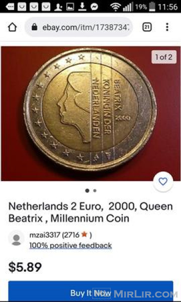 Holandë 2 euro 2000 - Mbretëresha Beatrix në profil