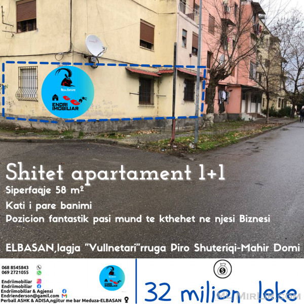 Shitet apartament 1+1