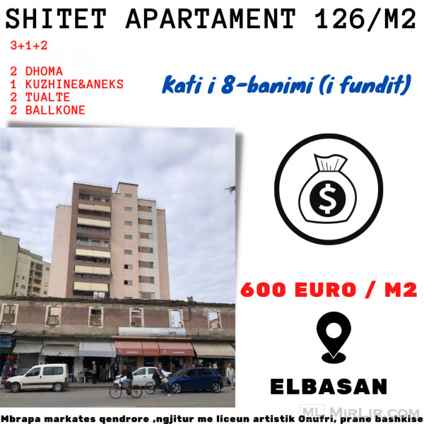 Shitet apartament 3+1