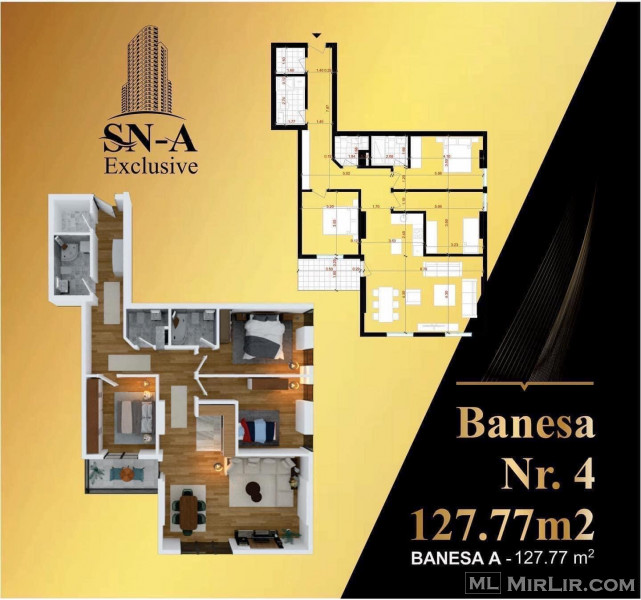 FACTORIAL-Shitet Banesa 127.77 m2 kati 4 Rr.Ahmet Kaçiku