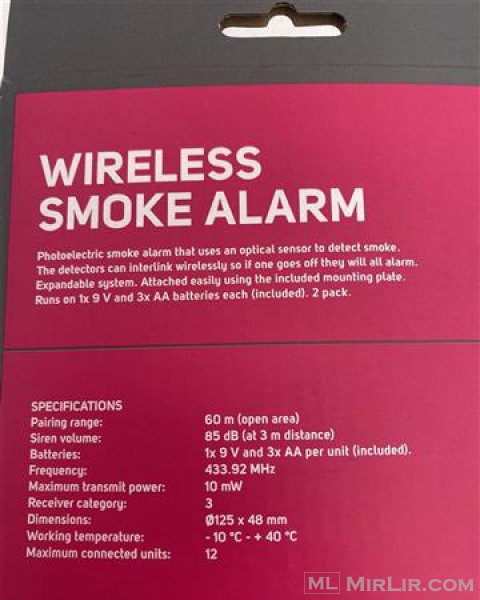Wireless smoke alarm - alarm qe detekton tymin