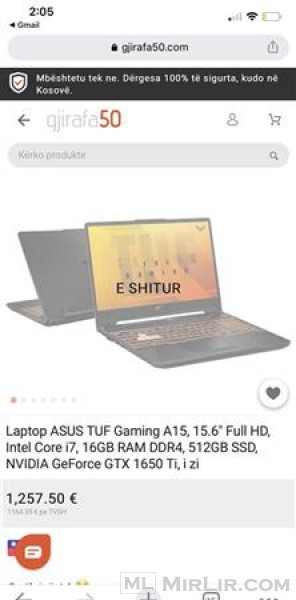 Laptop ASUS GAMING TUF 15”
