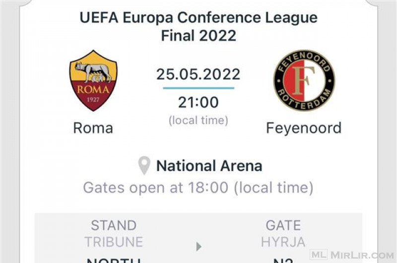 Shiten Biletat per ndeshjen Roma vs Feyenoord