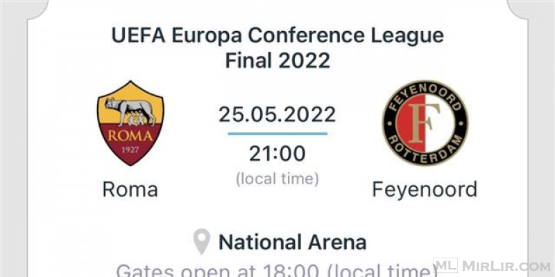 Bileta per Ndeshjen Roma - Feyenoord ne tribune