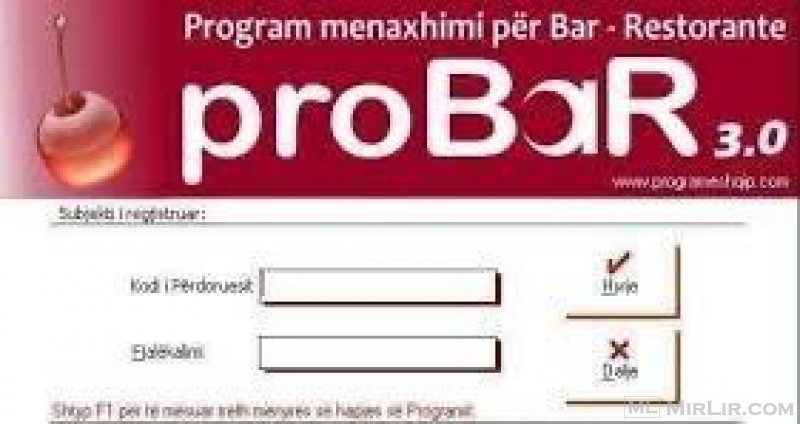 Program Bar dhe Restorant Barpro dhe Probar