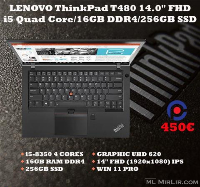 Lenovo ThinkPad T480 8th Gen 14 FHD Laptop i5/16GB/256GB M.2