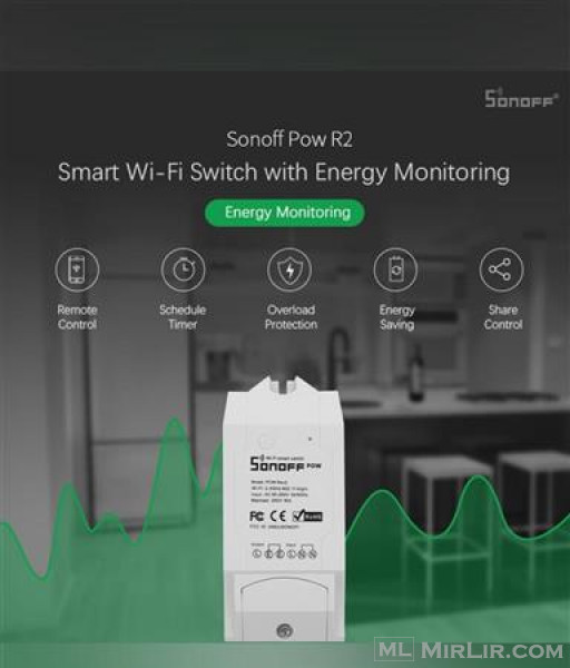 Sonoff POWR2 çelës Wi-Fi me monitorim të energjisë, 3500W