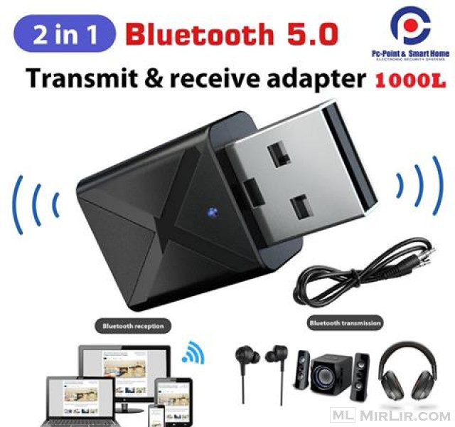 Bluetooth 5.0 Stereo Audio Marrës 2 në 1 USB 3.5mm Jack aux 