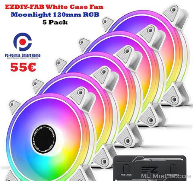 EZDIY-FAB White Moonlight - 5 Ventilator 120mm RGB Per Kase