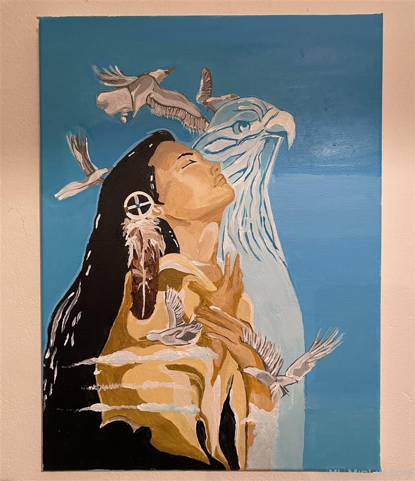 Piktura “Native American Woman” me ngjyr Akrili (Origjinal)