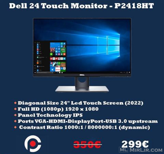Monitor Dell 24 Monitor - P2418HT Touch Screen 2022 Full-HD