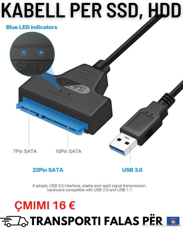 ADAPTER USB 3.0 KABELL  PER SSD, HDD 2.5