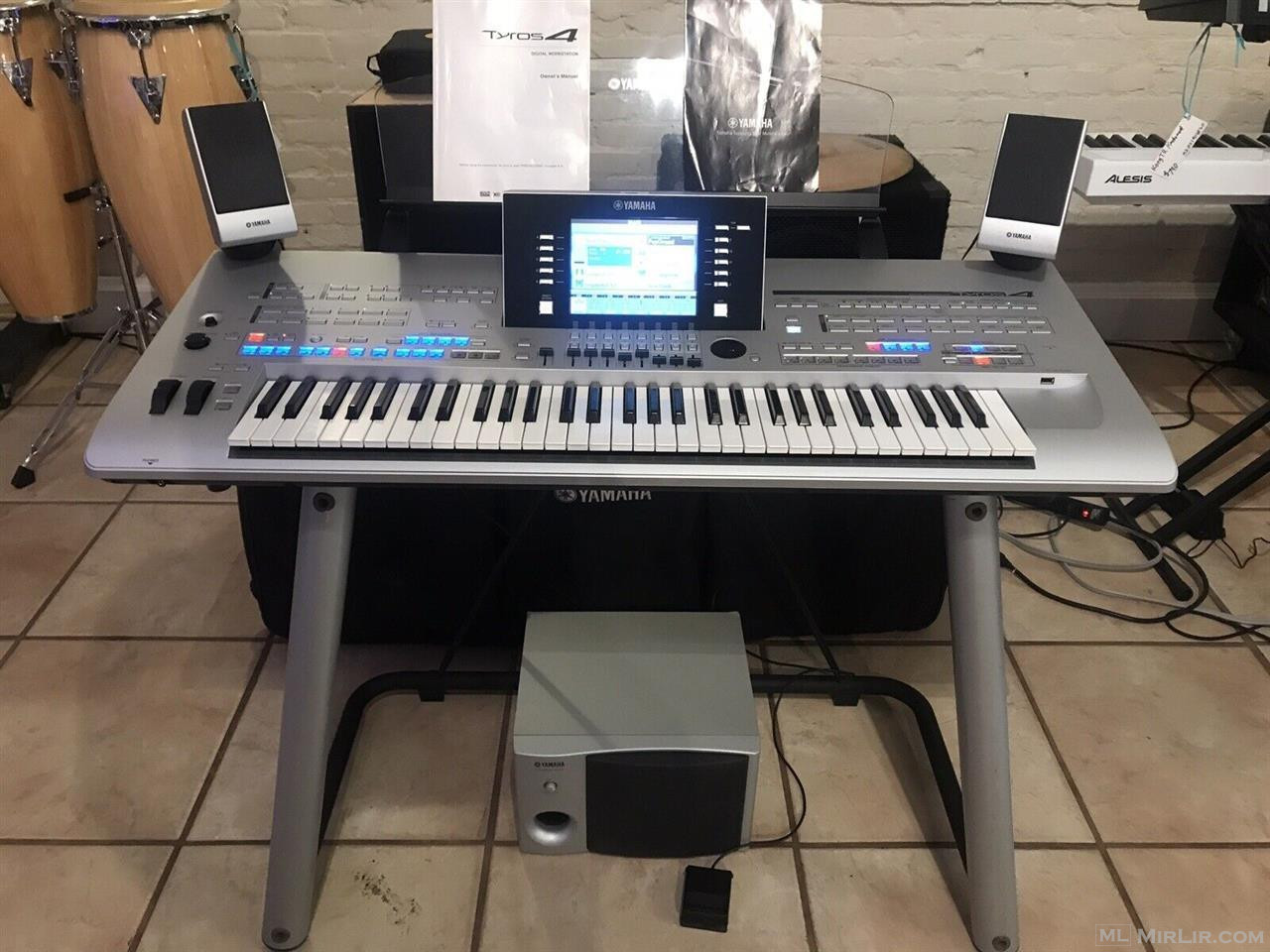 Yamaha Tyros 4 Keyboard with Stand, Sub, Speakers, Music Sta