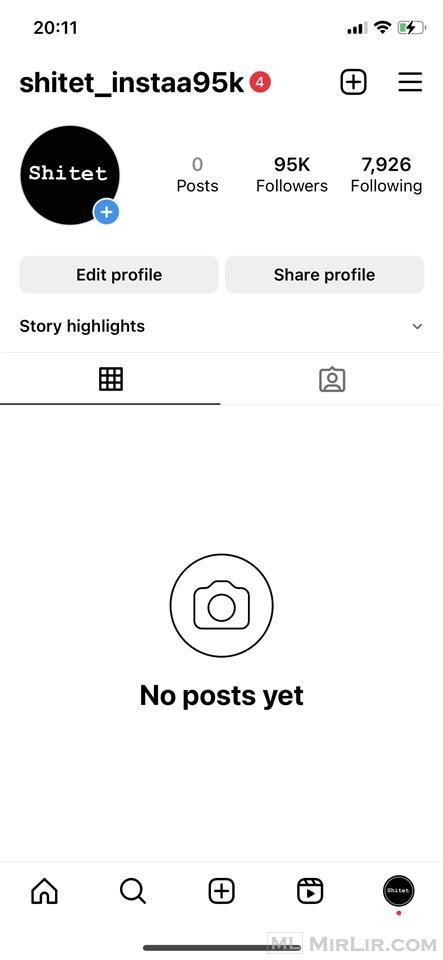 Shitet Instagrami 95K followers 1000€ i diskutueshem 