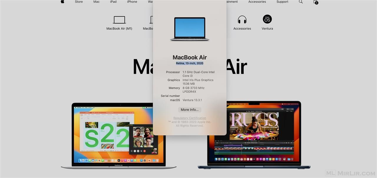 Shitet MacBook Air 2020 i3/8GB/256GB