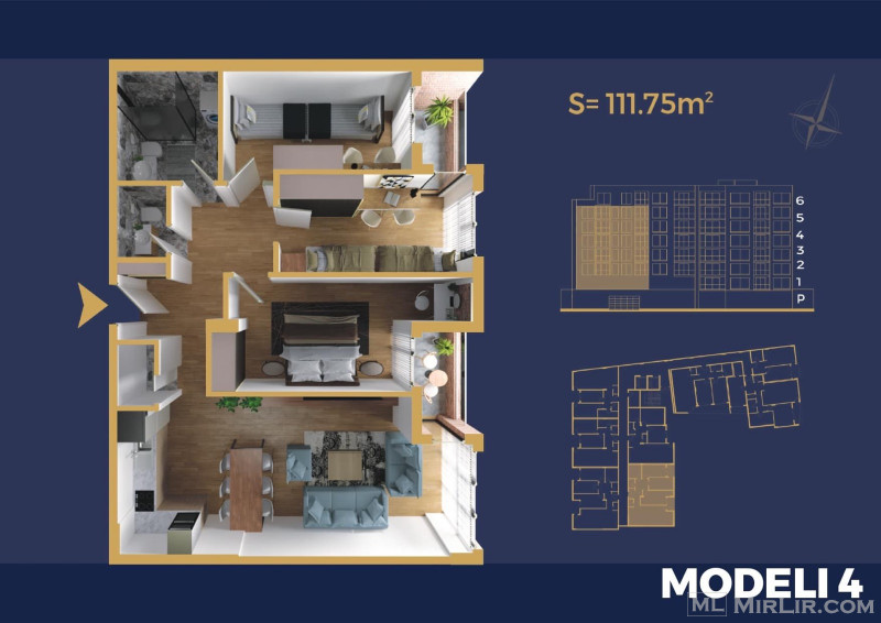 Banesë 3+1 me siperfaqe 111.75m² në #Shitje në Pejë.