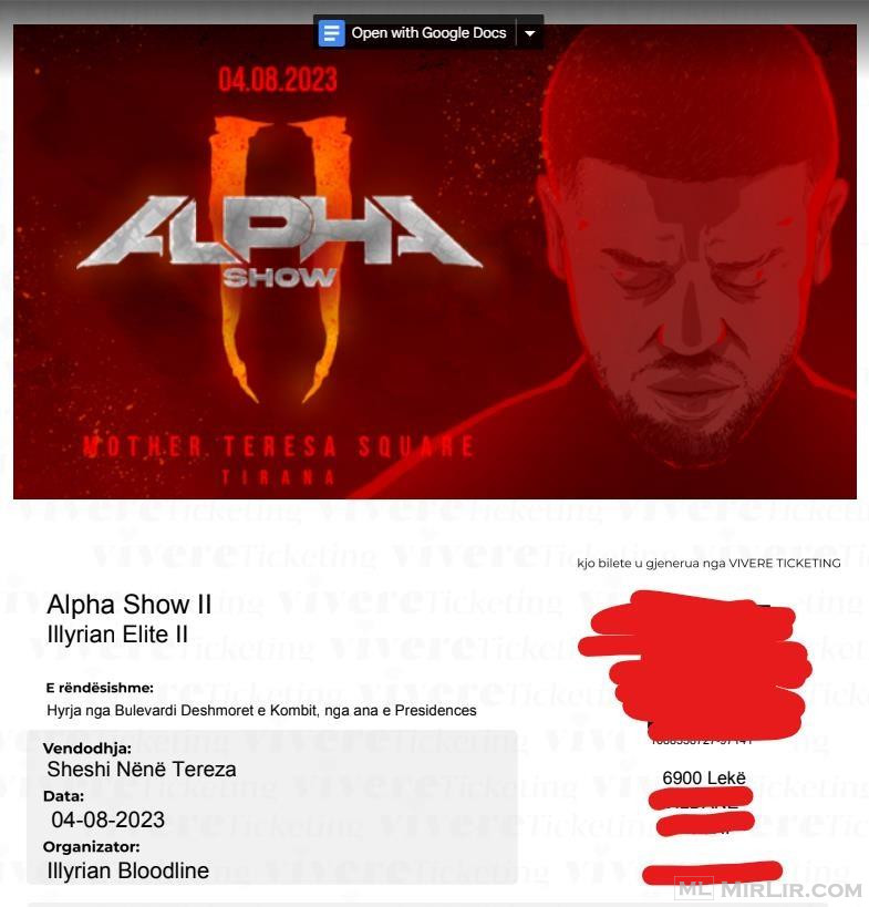 Bileta Alpha show ll