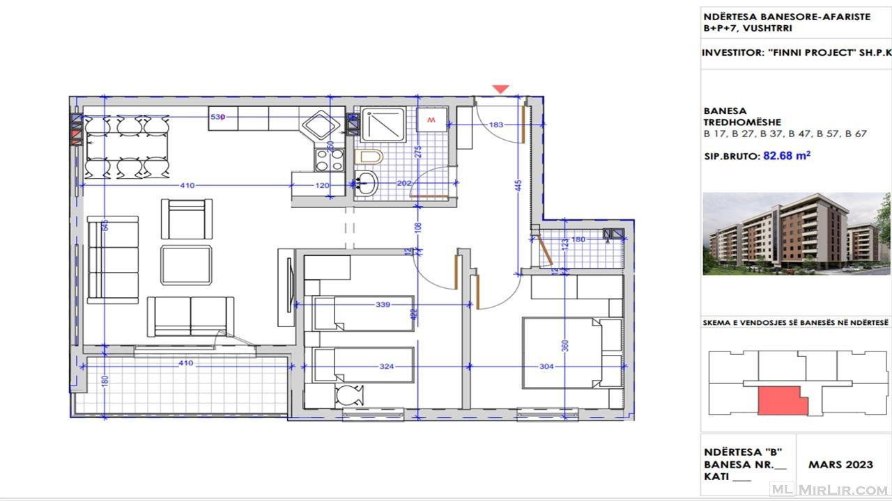 SHITET banesa te FINN PROJECT = 82.68 m² - Katet 1 deri 6