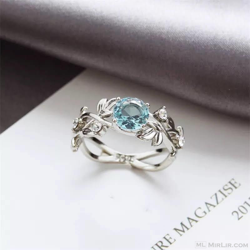 Silver 925 ring with baby blue rock