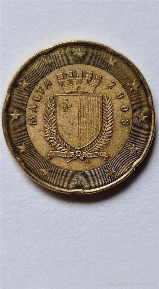 Monedhe 20 euro cent me stemen e maltes nga mbrapa
