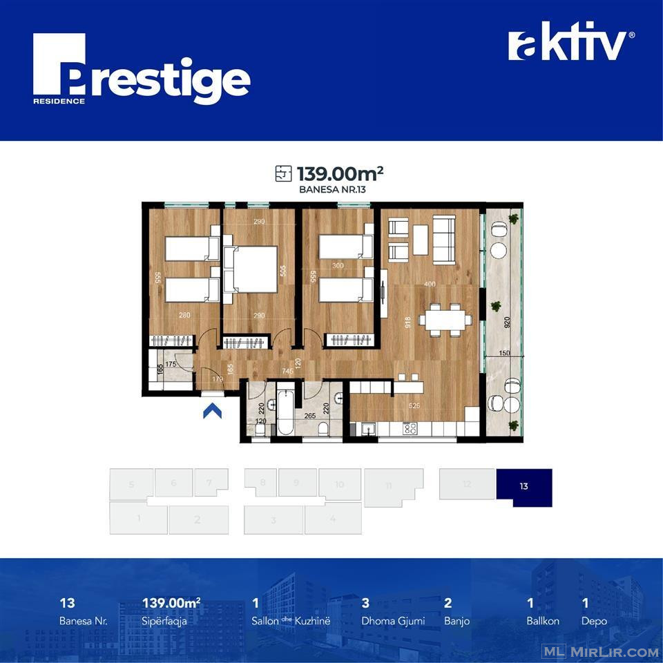 Shitet banesa 139m2 - Prestige Residence - aktiv