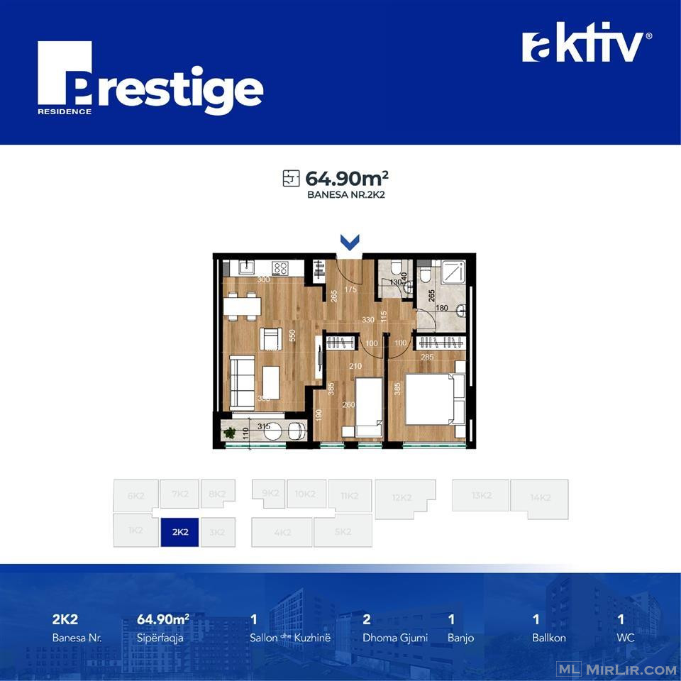 Shitet banesa 64.9m2 - Prestige Residence - aktiv
