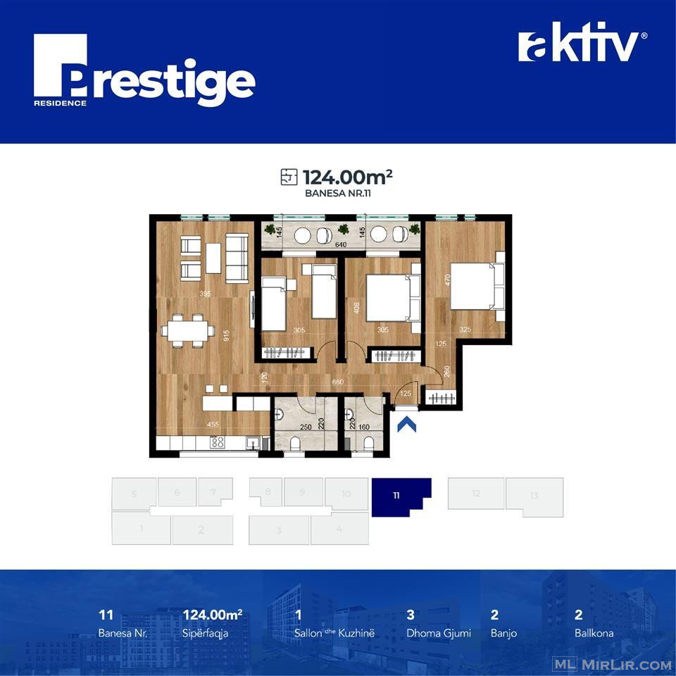Shitet banesa 124m2 - Prestige Residence - aktiv