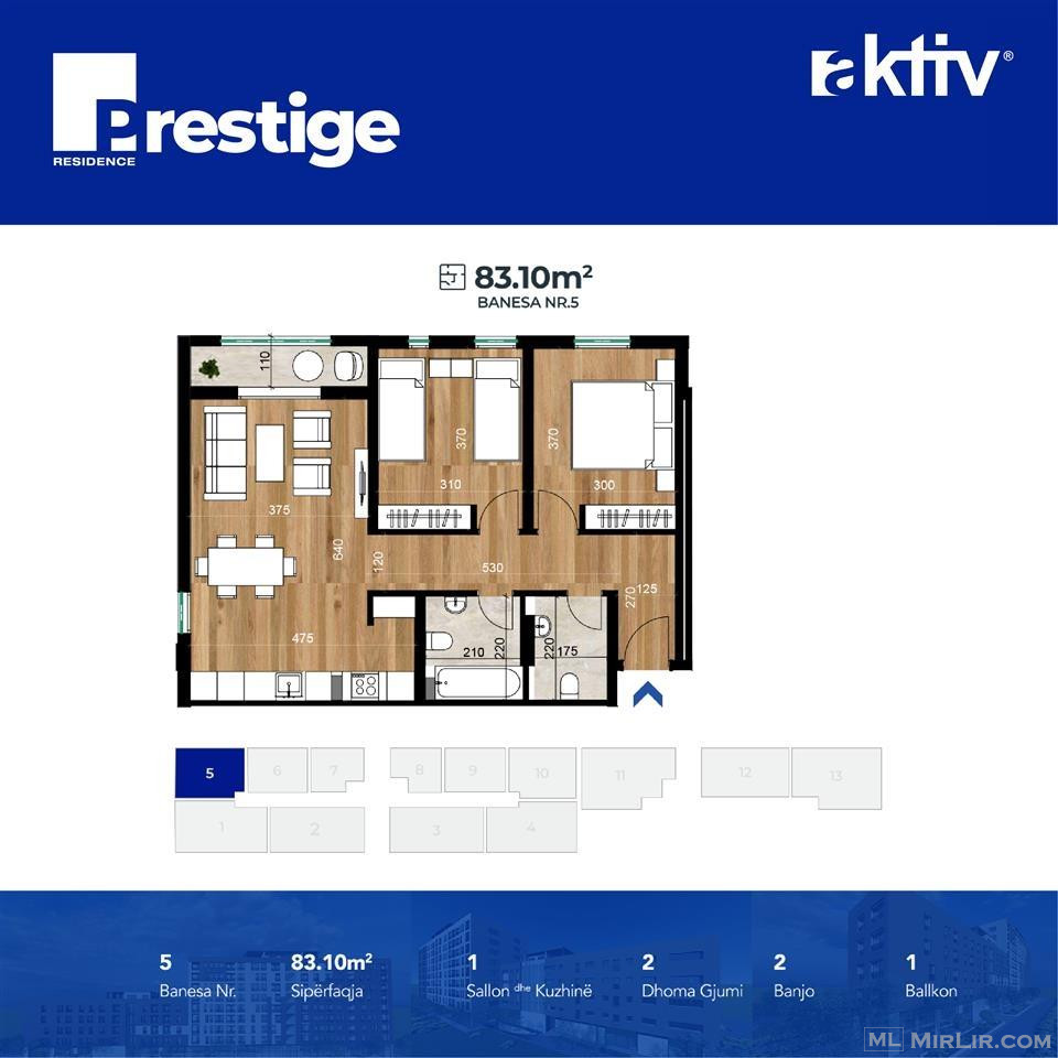Shitet banesa 83.1m2 - Prestige Residence - aktiv