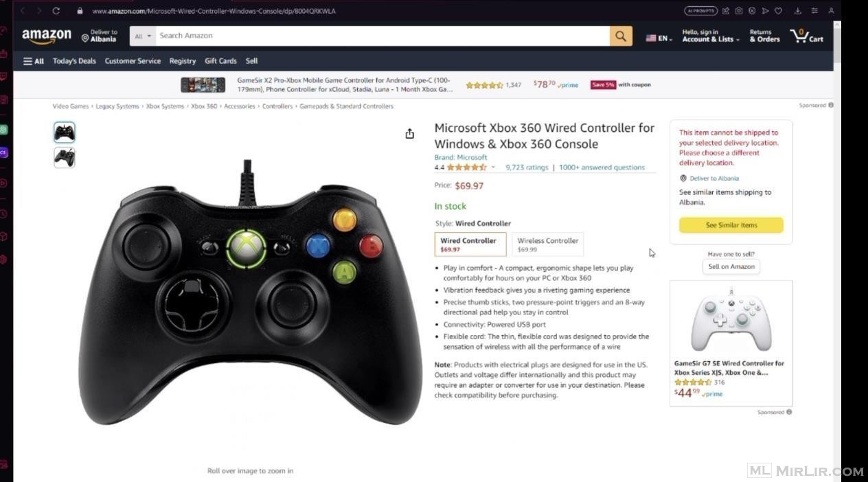 Xbox 360 controller usb nga Amazona