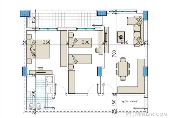 Kamez,shes Apartament 2+1,104 m²(Blvd Blu)