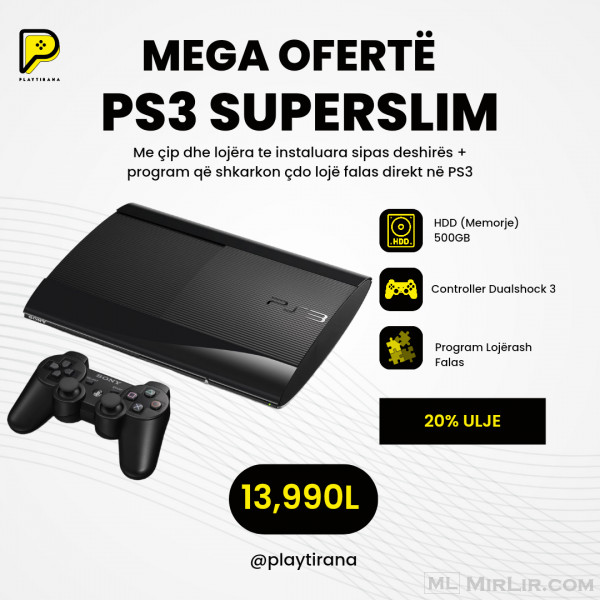 Shitet PS3 SUPERSLIM me ÇIP dhe lojera