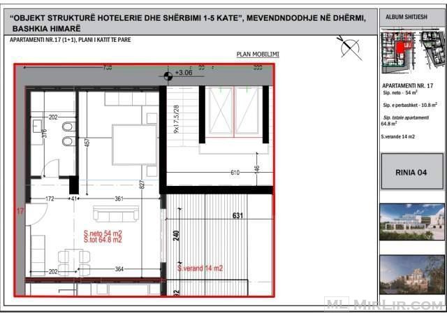  Dhermi, shitet apartament 1+1+BLK Kati 1, 79 m² 2.700 Euro/