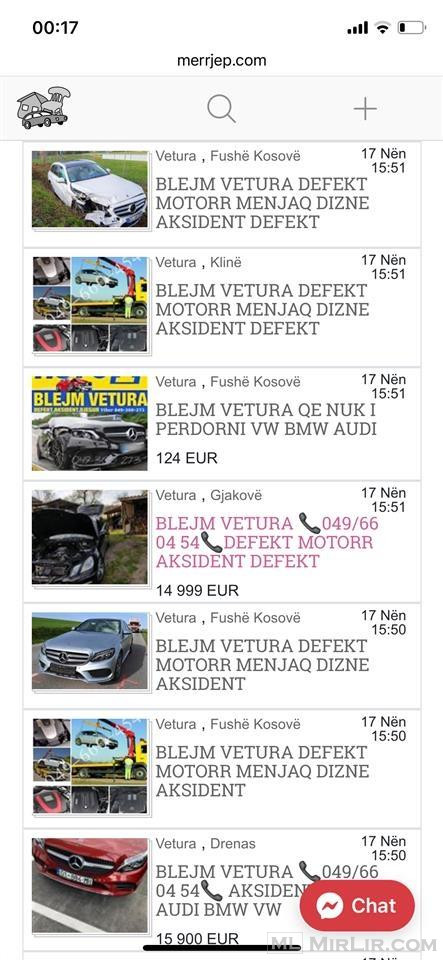 BLEJM VETURA KOSOVE DEFEKT AKSIDENT VW AUDI BMW