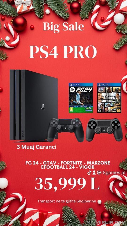 PS4 PRO ME 2 LEVA + FC24 + GTA5