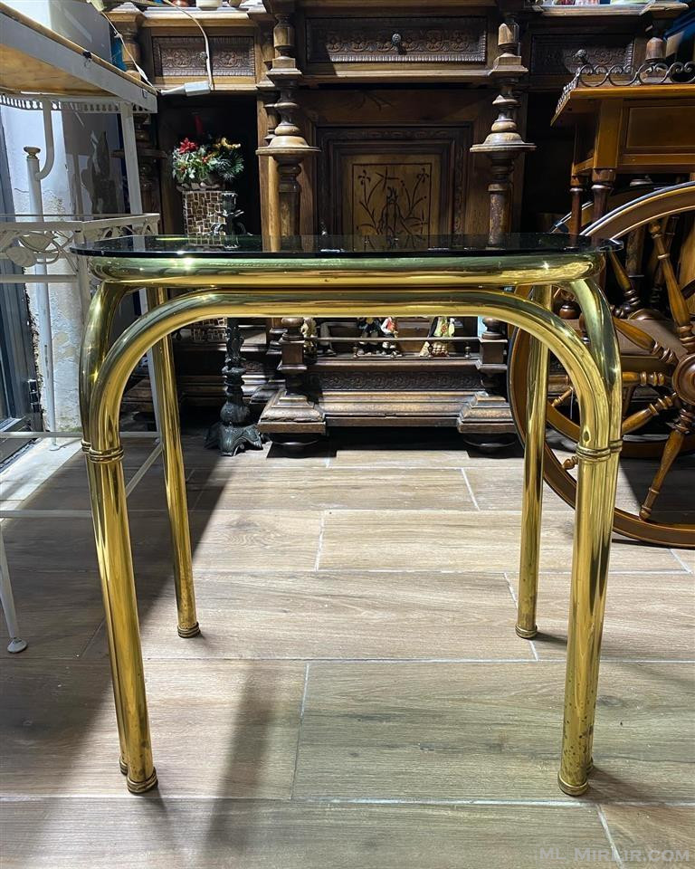Tavoline e vogel bronzi me xham siper vintage 