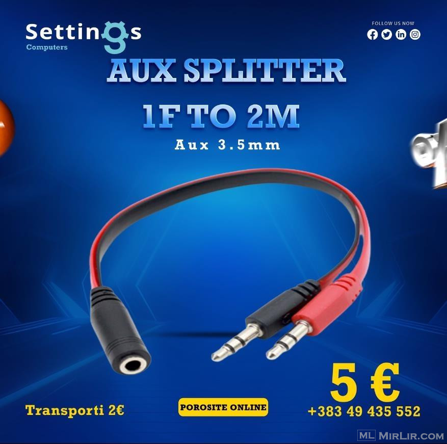 AUX SPLITTER 1Female > 2 Males Mikrofon+Audio