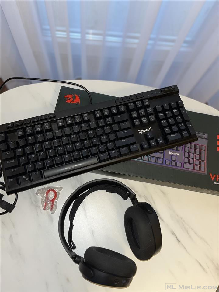 Kufje SteelSeries Arctis 5, të zeza dhe keyboard red dragon 