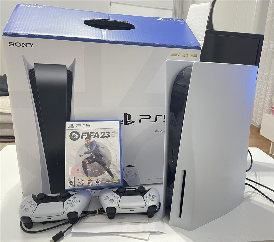 PS5 I ri ne kuti me garanci me dy leva dhe FIFA 23 me disk 