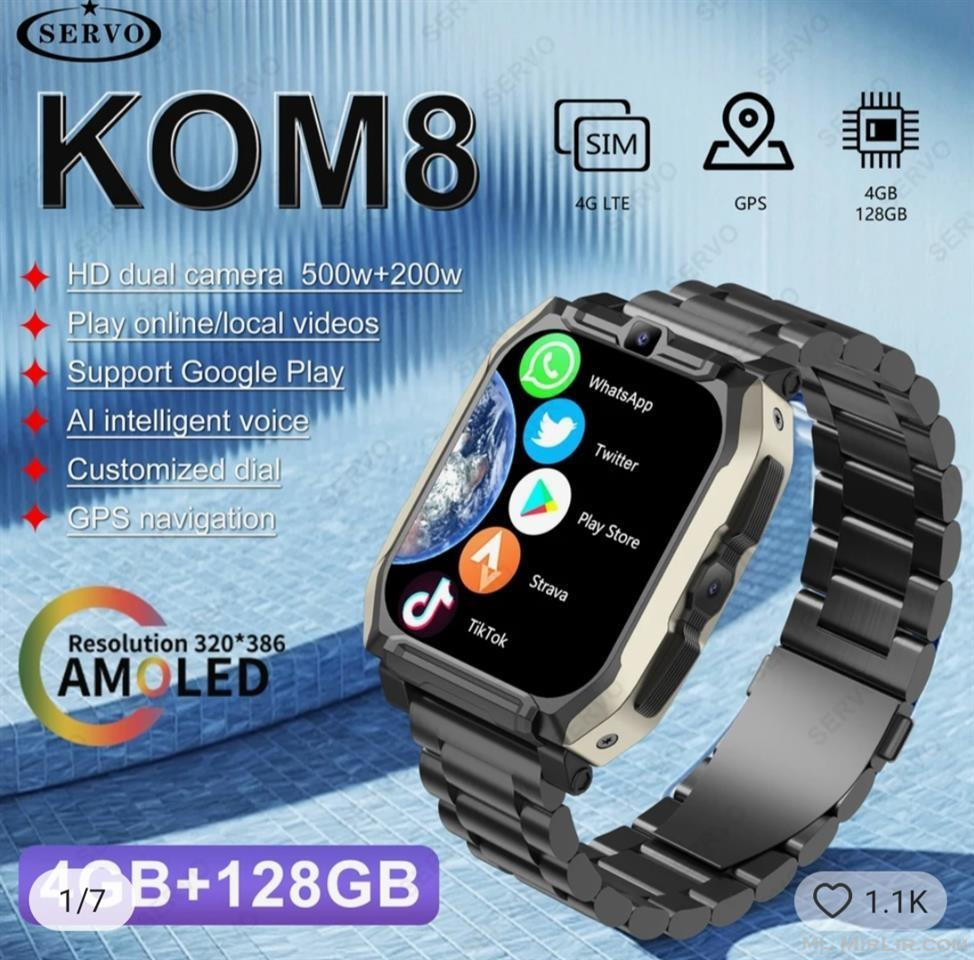 Shes smart watch model Kom8 android amoled 4 giga Ram 128 gi