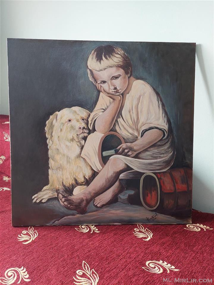 Piktura origjinale \"Reflektim në qetësi: djaloshi dhe qeni i