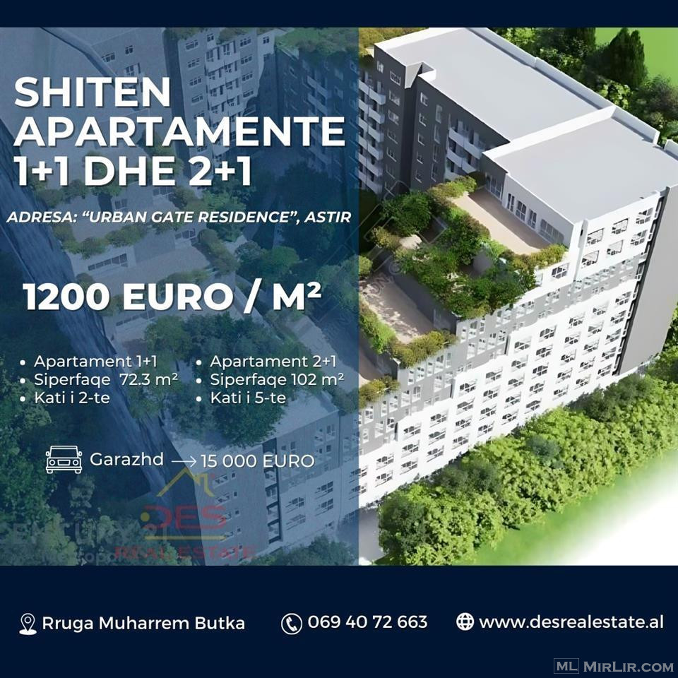 Shiten apartamente 1+1 dhe 2+1, \"Urban Gate Residence\",Astir