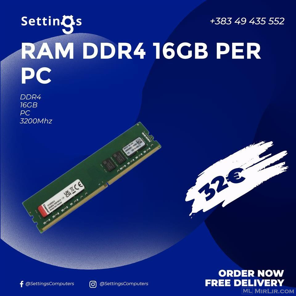 RAM DDR4 16GB Per PC