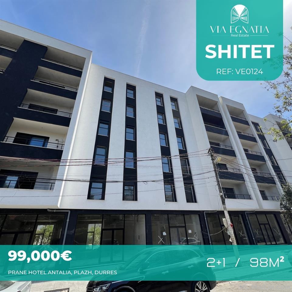 Shitet apartament 2+1 plazh Durres, prane hotel Antalia, 